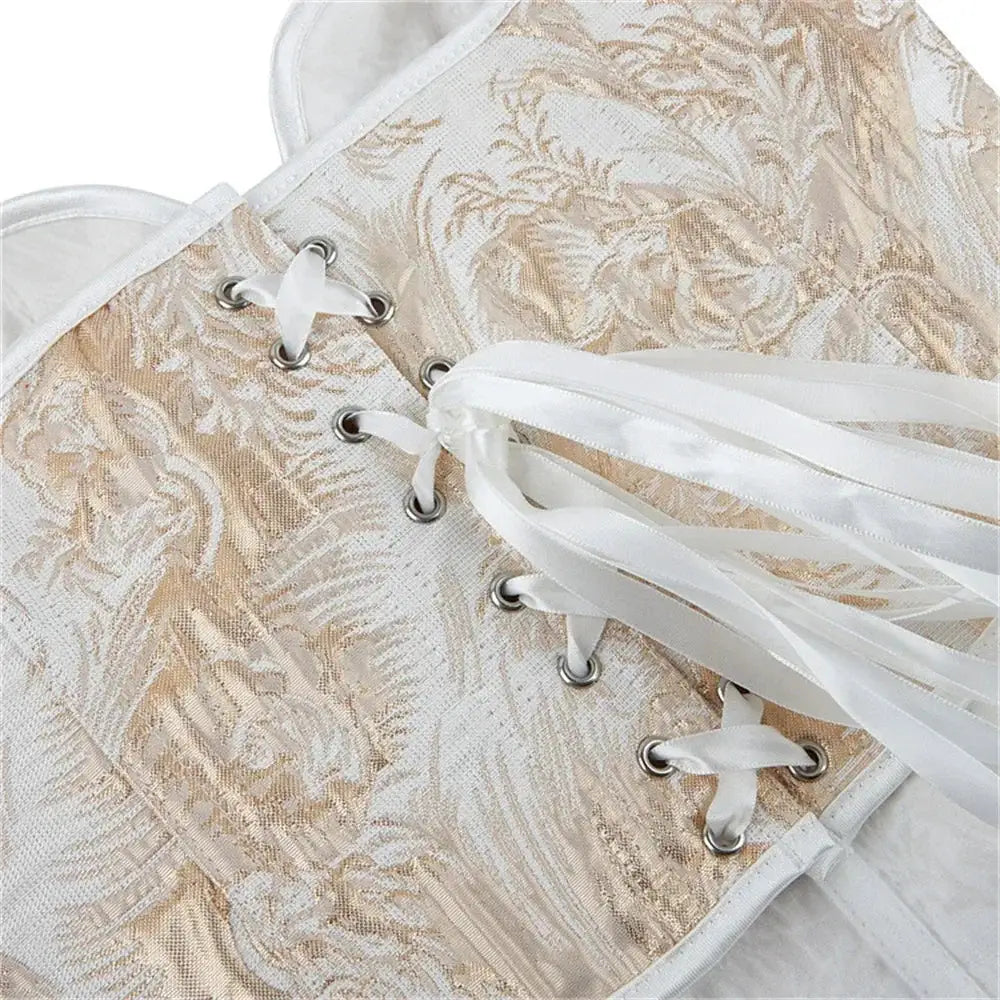Women Overbust Corsets Crop Tops Golden Printed Bustiers