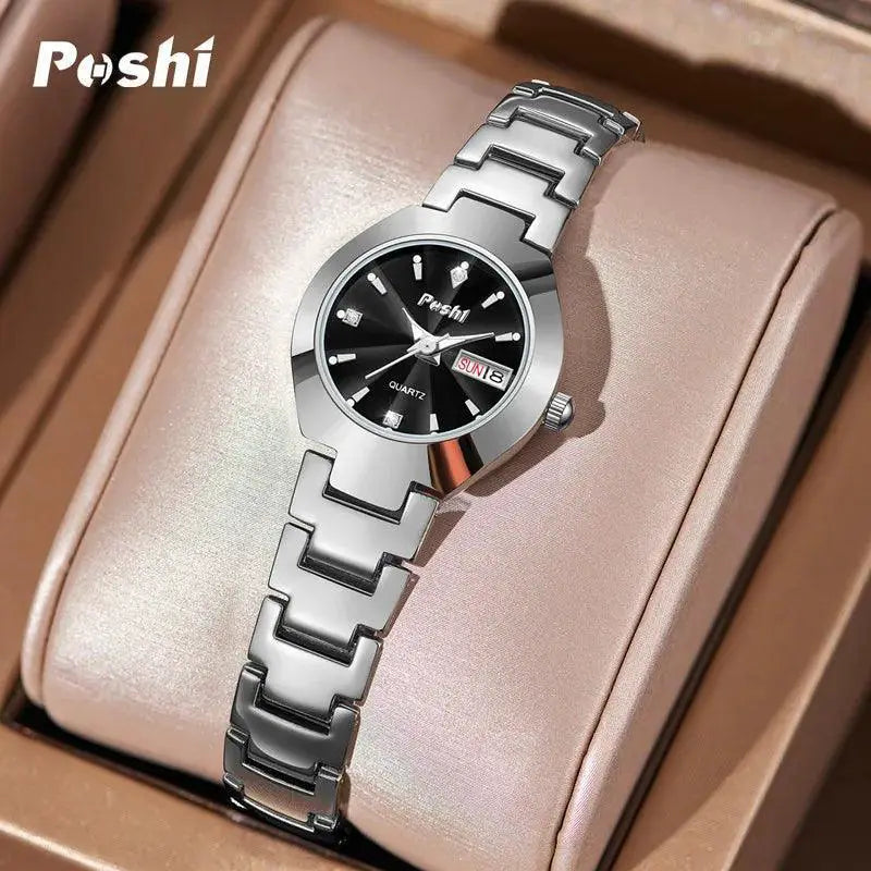 Poshi Women's Swiss Stainless Steel Watch With Date Display