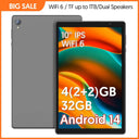 10.1 Inch Android 14 Tablet 4GB RAM (2GB+2GB) 32GB ROM Expandable up to 1TB 1280x800 HD Display 6000mAh Battery A133 Quad-core