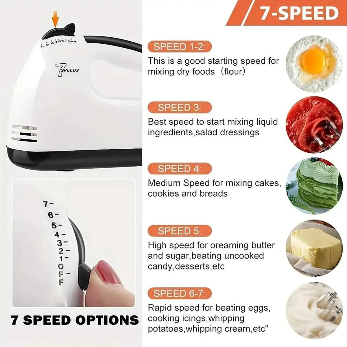 Handheld Electric Egg Beater Mini 7 Speed Mixer Pro Edition