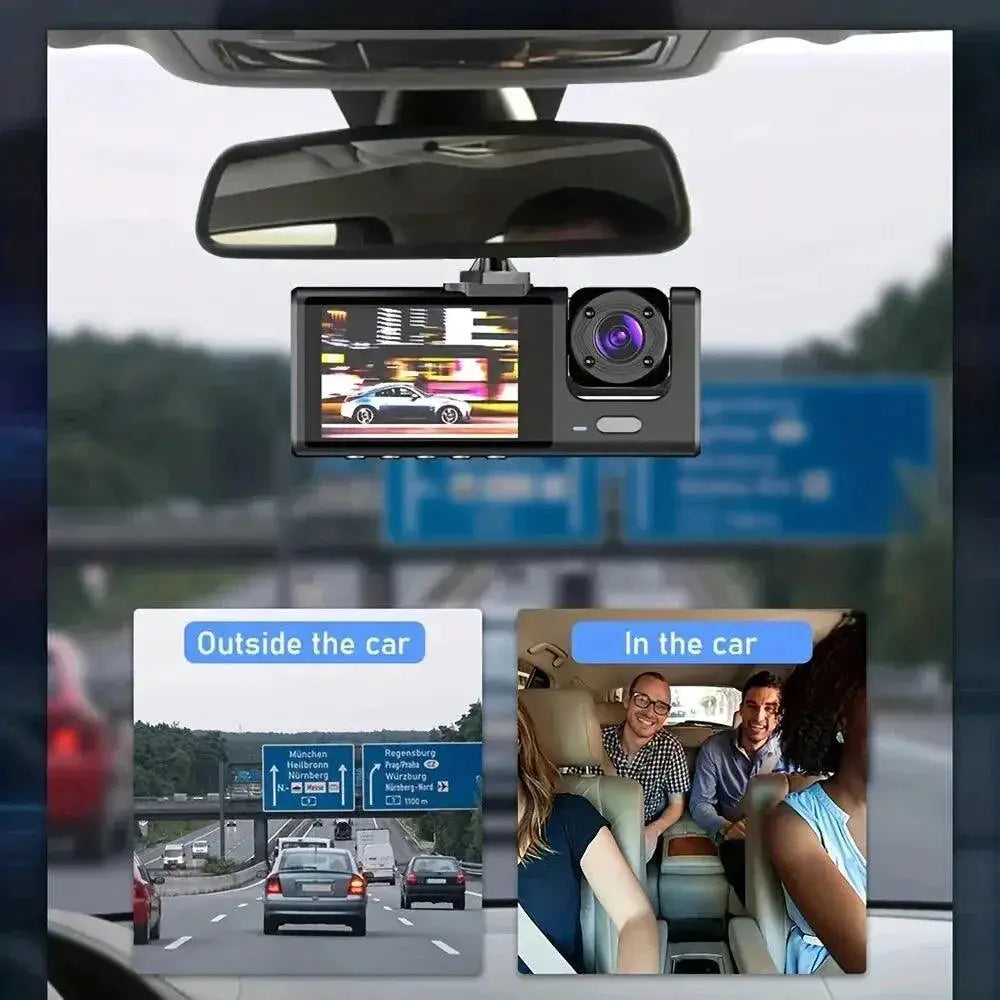 Three Camera Dash Cam With Night Vision For Enhanced Safety
