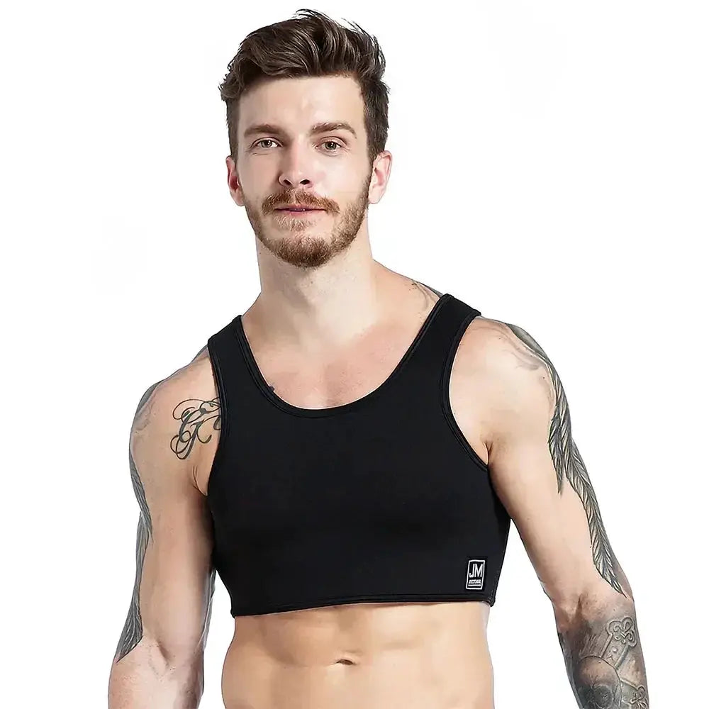 Mens Neoprene Tank Top Chest Support Body Shaper Vest