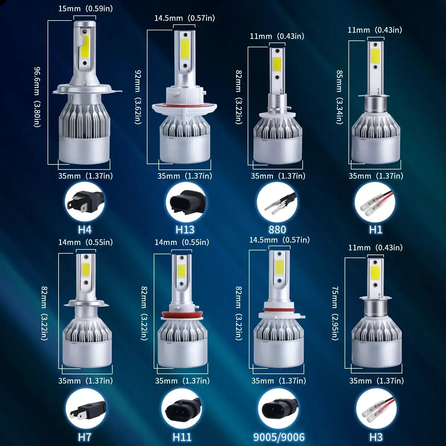2x H7 H11 H4 LED Car Headlight Bulbs Hi Low 3000K 6000K