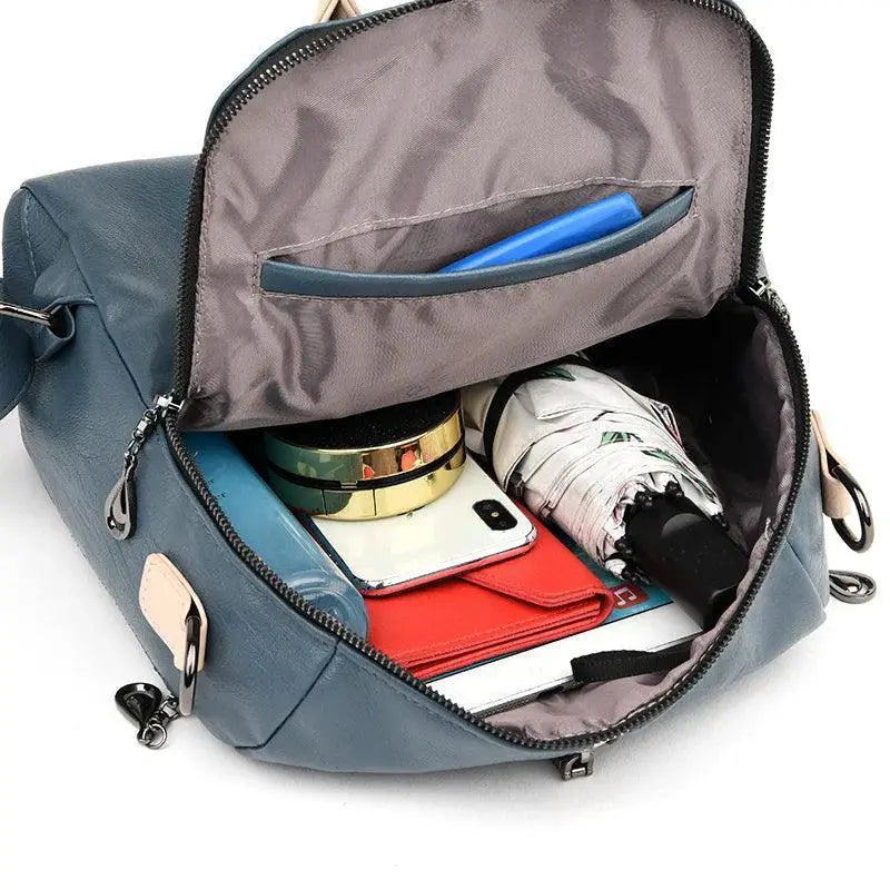 Women Soft Leather Backpack Fashion Rucksack Large Capacity