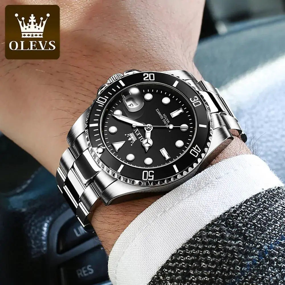 OLEVS Men's Stainless Steel Business Waterproof Quartz Watch