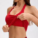 NCLAGEN Gym Halter Top Longline Strappy Yoga Wear