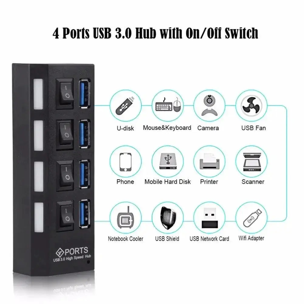 USB 3 Hub Super Speed Connectivity and Port Expansion