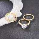 Gold Plated 3 Piece Moissanite Ring Set