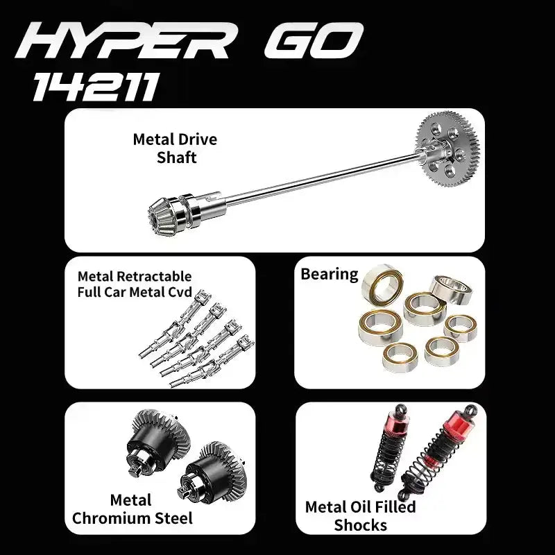 MJX HYPER GO 14211 Racing Car 1/14 Short Truck 45A ESC Brushless Motor 47 KM/H Large Foot 4WD RC Car Remote Control Car Toy MJX