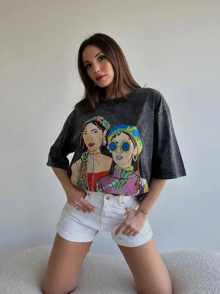 Mineral Wash Urban Vintage Tee Y2K Streetwear Style