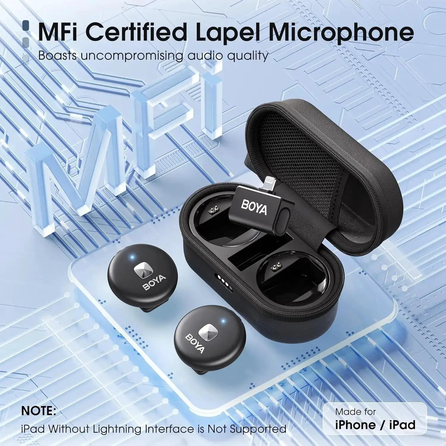 BOYA Omic Wireless Lavalier Microphone for iPhone 15/16 Android USB-C Smartphone Youtube Video Recording Live Streaming Vlog