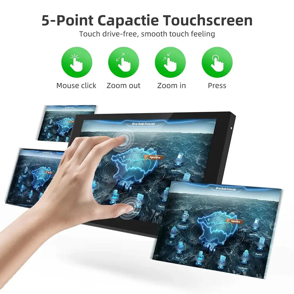 Eyoyo 7-inch Portable Touchscreen Monitor 1024x600 HD 5-point Capacitive Touch Screen Dual-speaker HDMI&USB-C Port IPS Display for Raspberry Pi 4/4B/3B/3B+,Laptop,Xbox. Supports Windows 7/8/10/11
