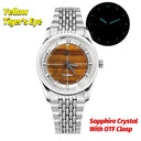Watchdives WD1954 Men Watches Tiger Eye Stone Dial VH31 Sweep Quartz Watch Ar Sapphire Lumes BGW9 100M Waterproof Luxury Relojes