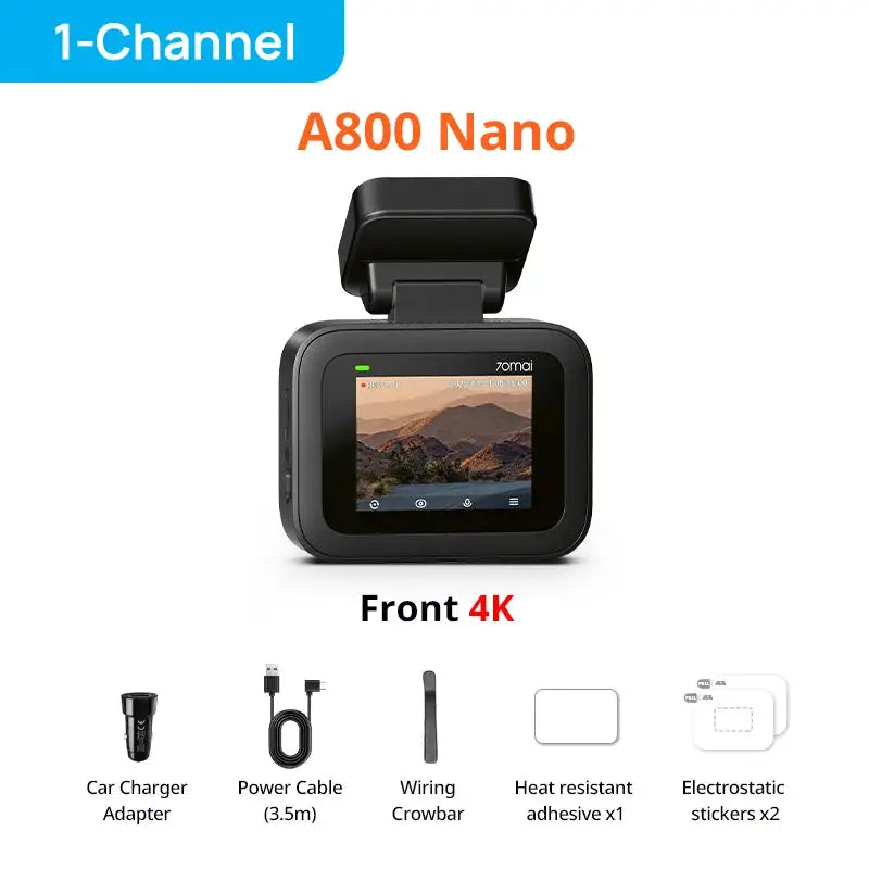 Global Version 70mai Dash Cam A800Nano 4K Image Front Cam HDR Wi-Fi GPS ADAS 24H Parking 70mai A800 Nano True 4K Car DVR
