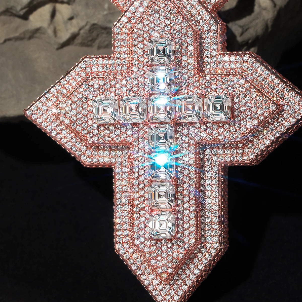 Iced Out Layered Cross Pendant