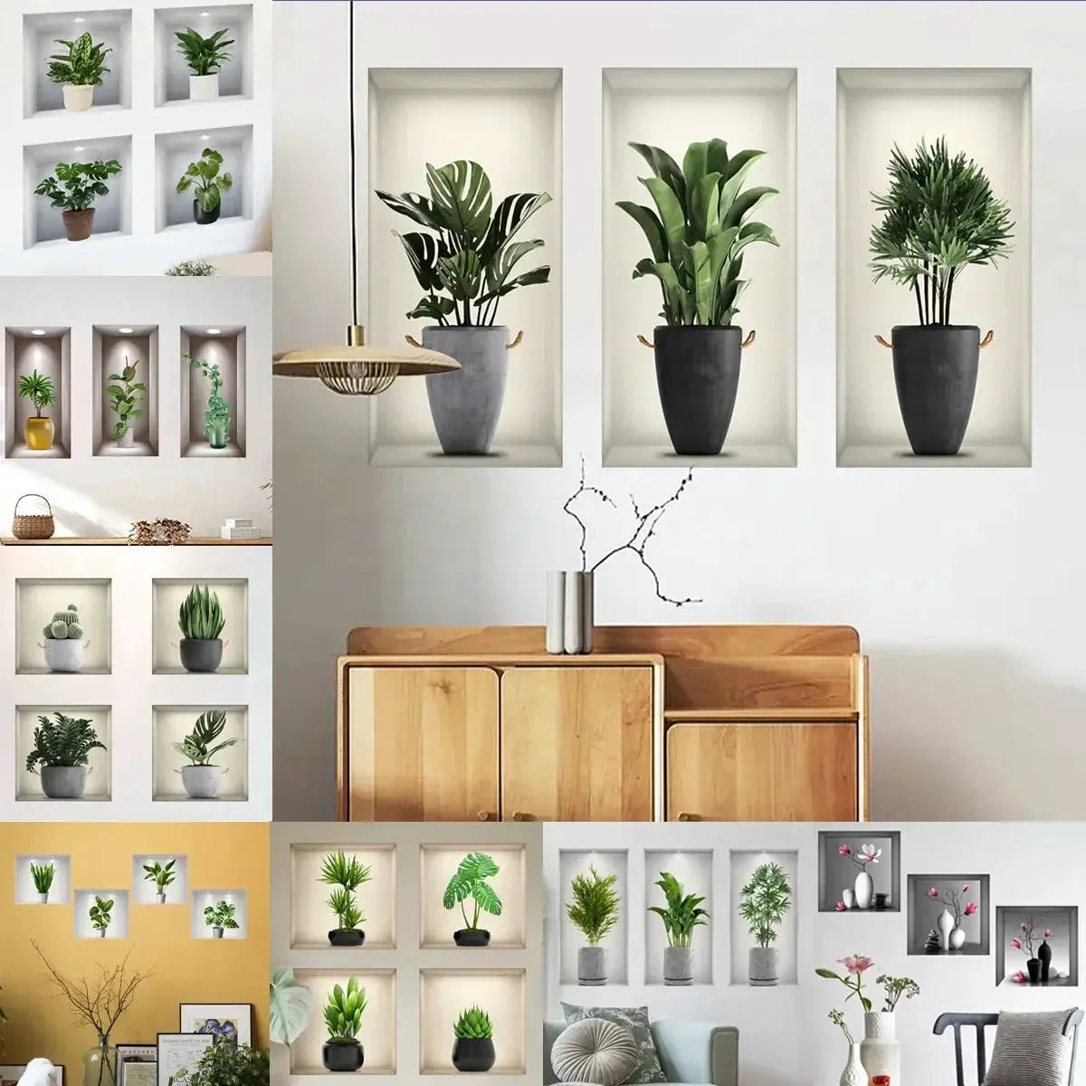 3D Potted Plant Wall Art Stickers for Home Decor Ideas
