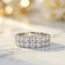Moissanite Ring in Sterling Silver Double KPBGE