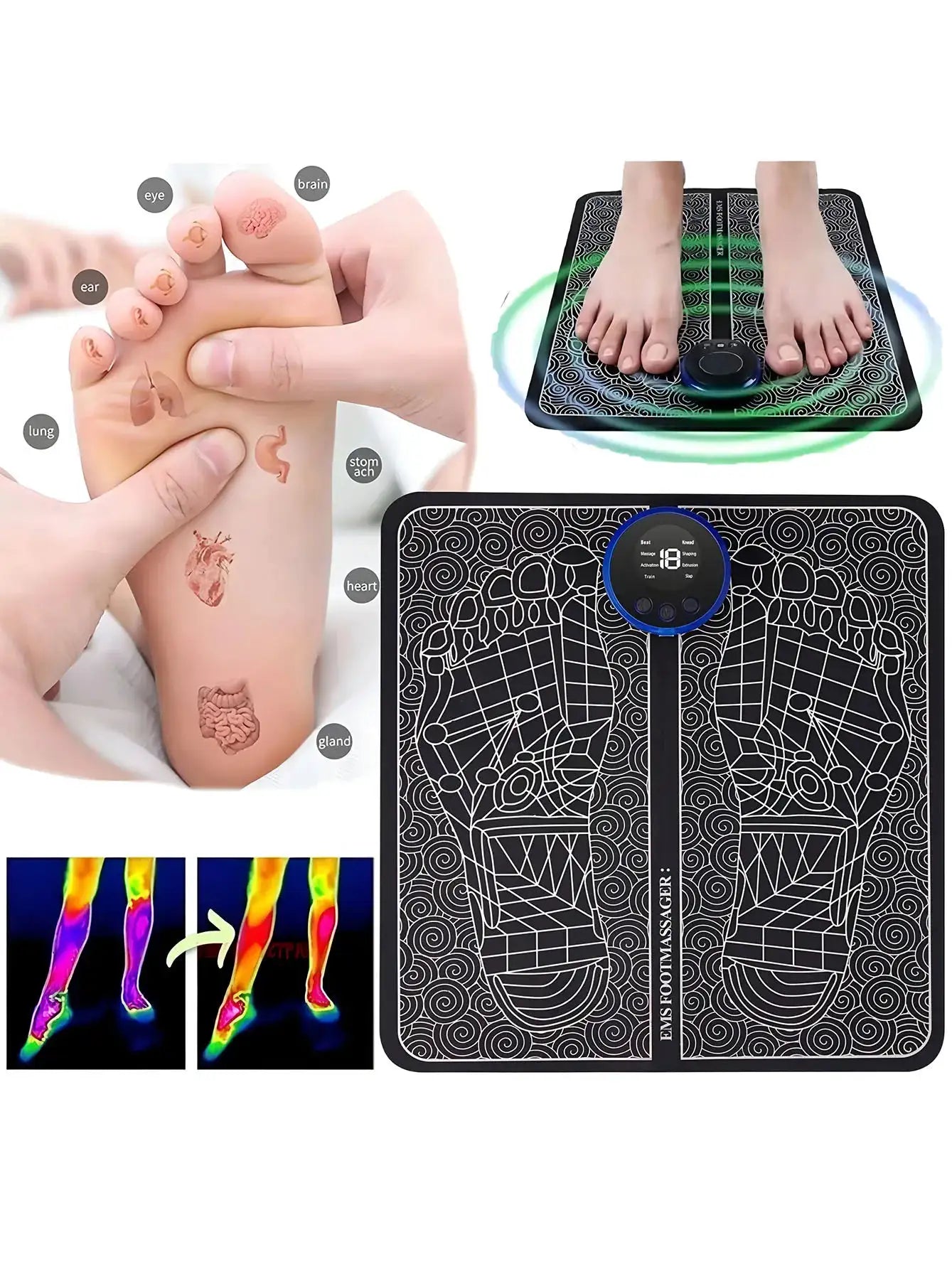 2026 Foot Massager for Relaxation, Automatic Pulse Foot Massage Pad with Heat, Soothing Foot Care Mat for Home Use