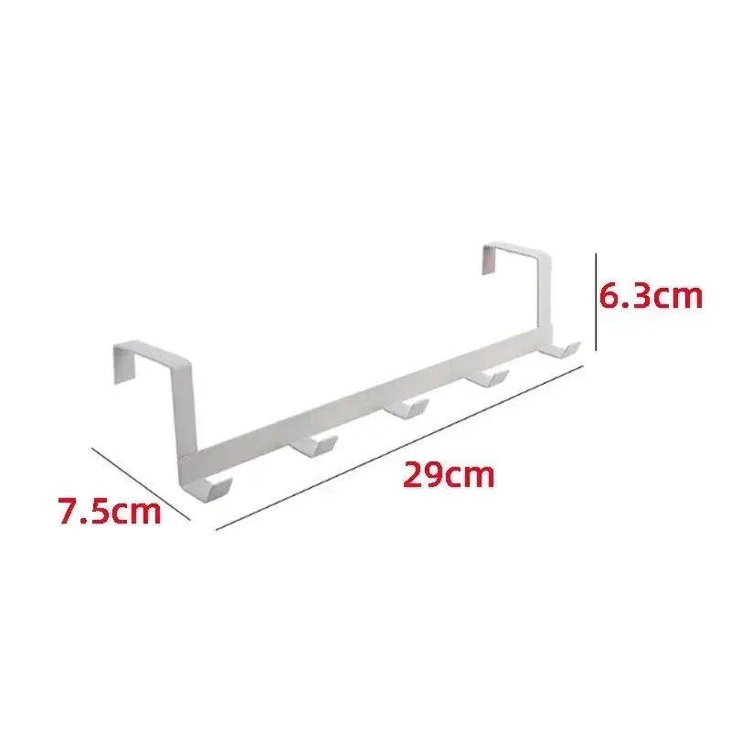 Over The Door 5 Hook Bathroom Organizer Rack For Home