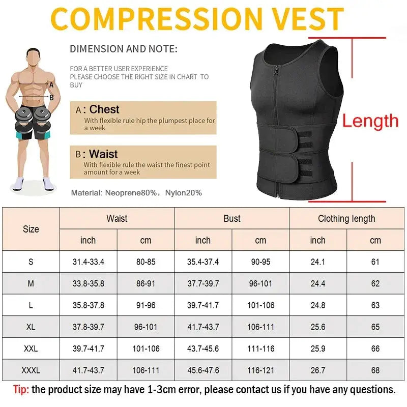 Qtree Mens Body Shaper Waist Trainer Sauna Suit Sweat Vest