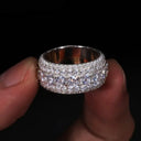 S925 Gold Plated Moissanite Hip Hop Ring