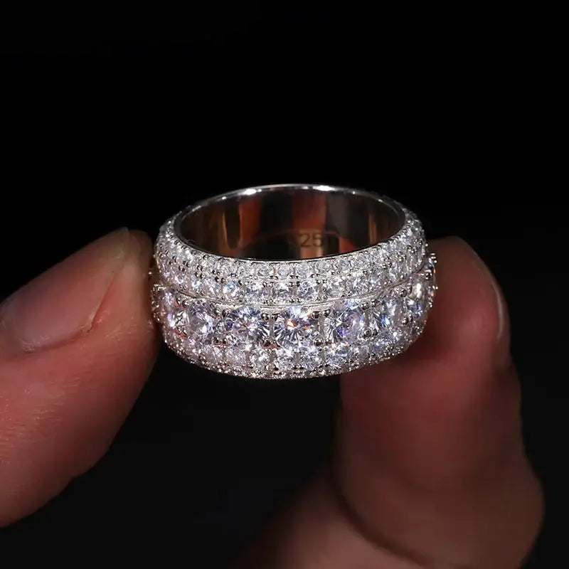 Sterling Silver Gold Plated Moissanite Hip Hop Ring — product image 1