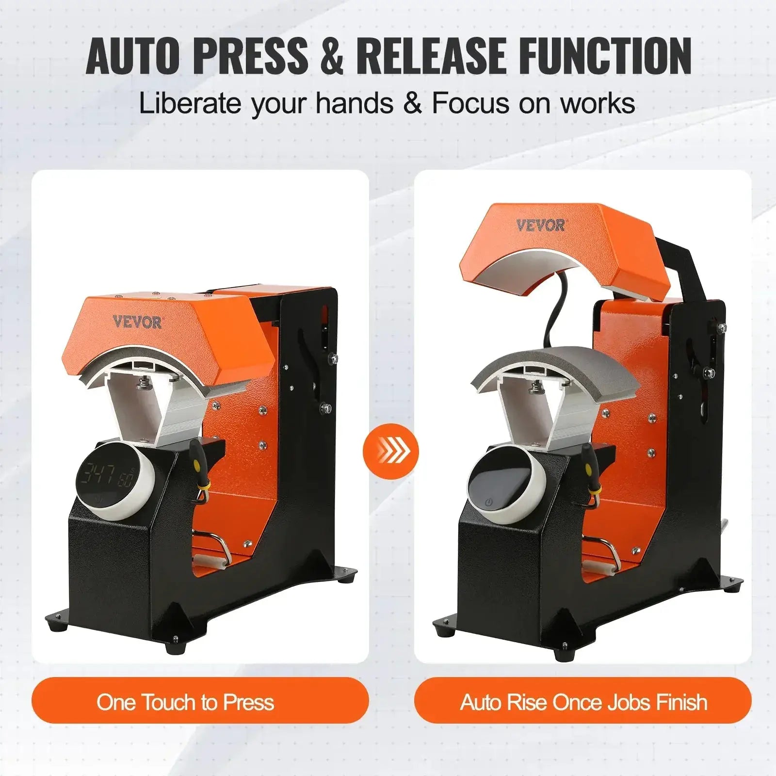 VEVOR 3-in-1 Auto Hat Cap Heat Press 6.4x3.5in For DIY