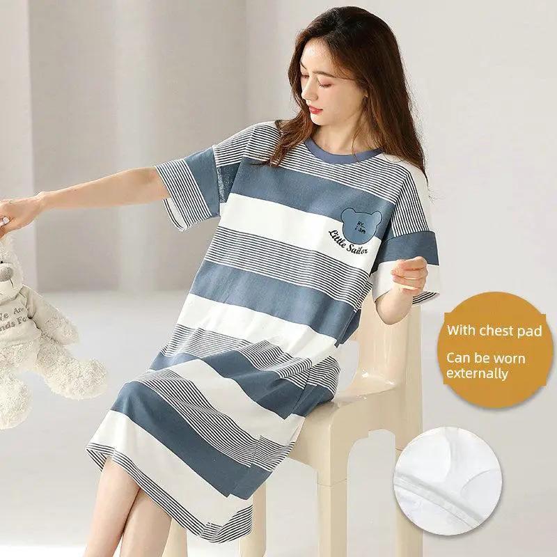 Cotton Korean Summer Pajamas Integrated Dress Wear