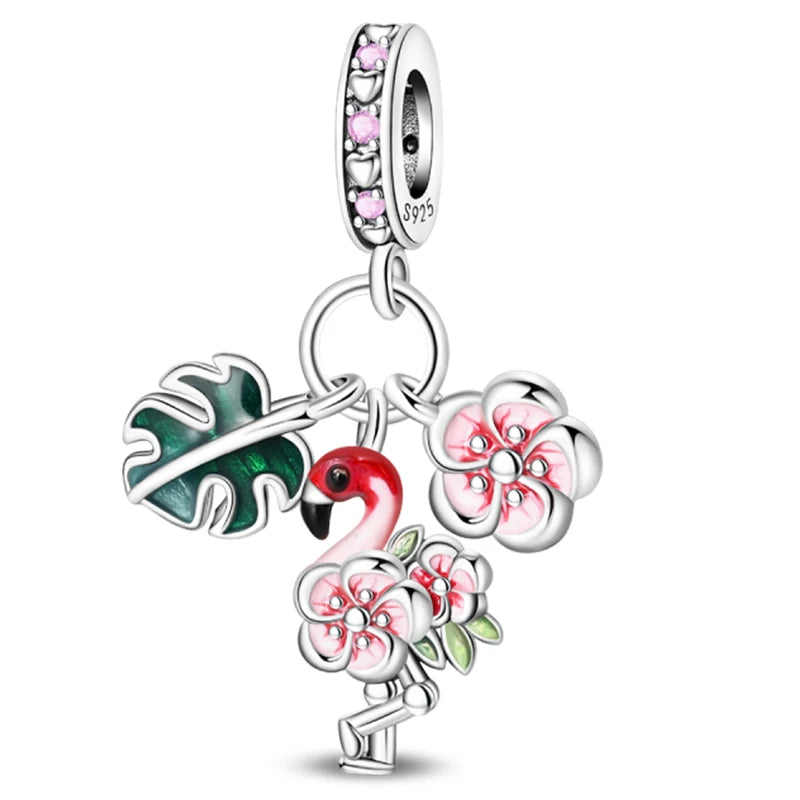 Charm Beads Sterling Silver Pink