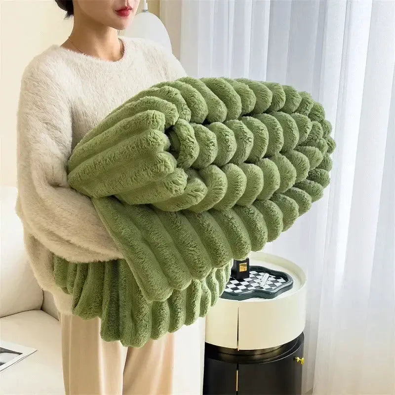 Soft Toscana Rabbit Fur Blanket For Winter Warmth Cozy