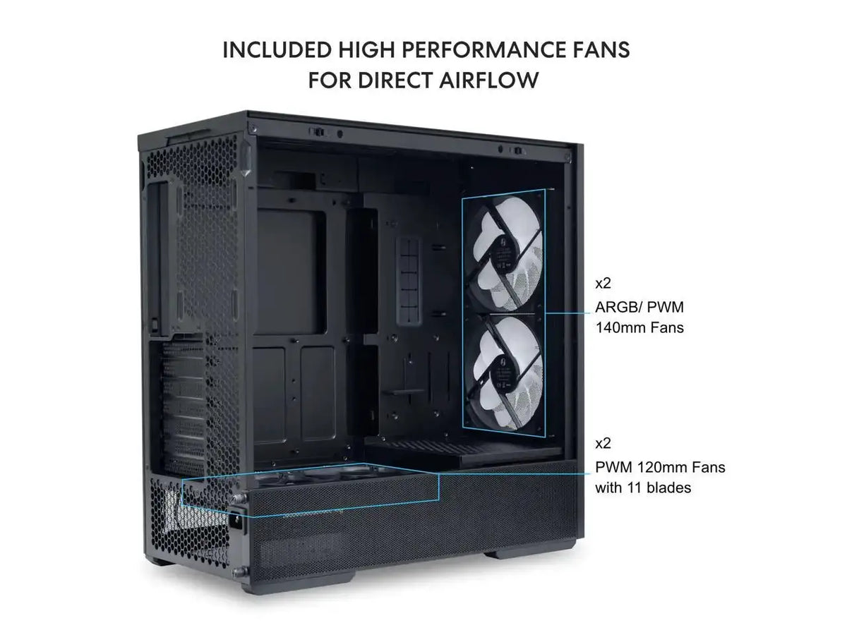 LIAN LI LANCOOL 207 Compact ATX RGB Gaming Computer Case, Tower Chassis w/ 2x140mm  ARGB,2x120mm PWM Fans Pre-Installed, reinventing ATX Layout / Tempered Glass