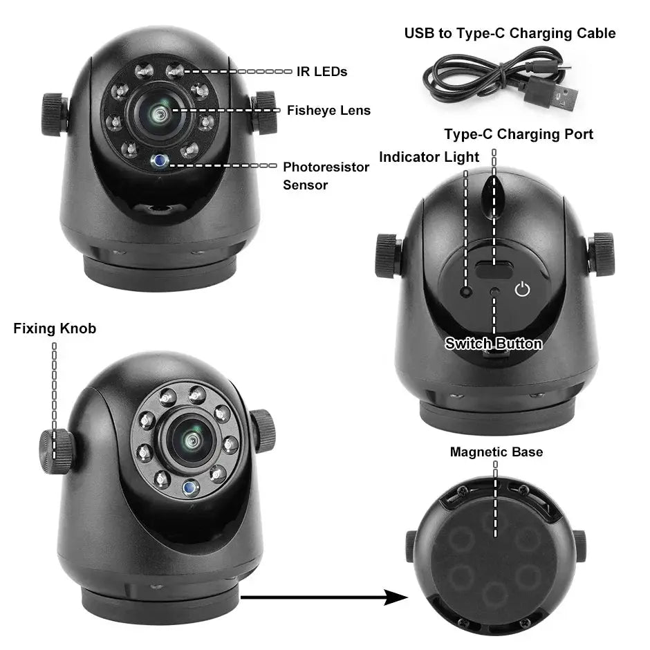 GreenYi 5G WiFi Magnetic Hitch Rear View Camera Night Vision Trailer RV - stepyours.com