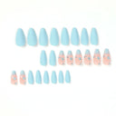 24pcs Light Green Stripe Gradient Fake Nails Full Cover Set