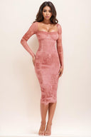 Insdoit Lace Bodycon Dress Retro Chic Winter Fashion