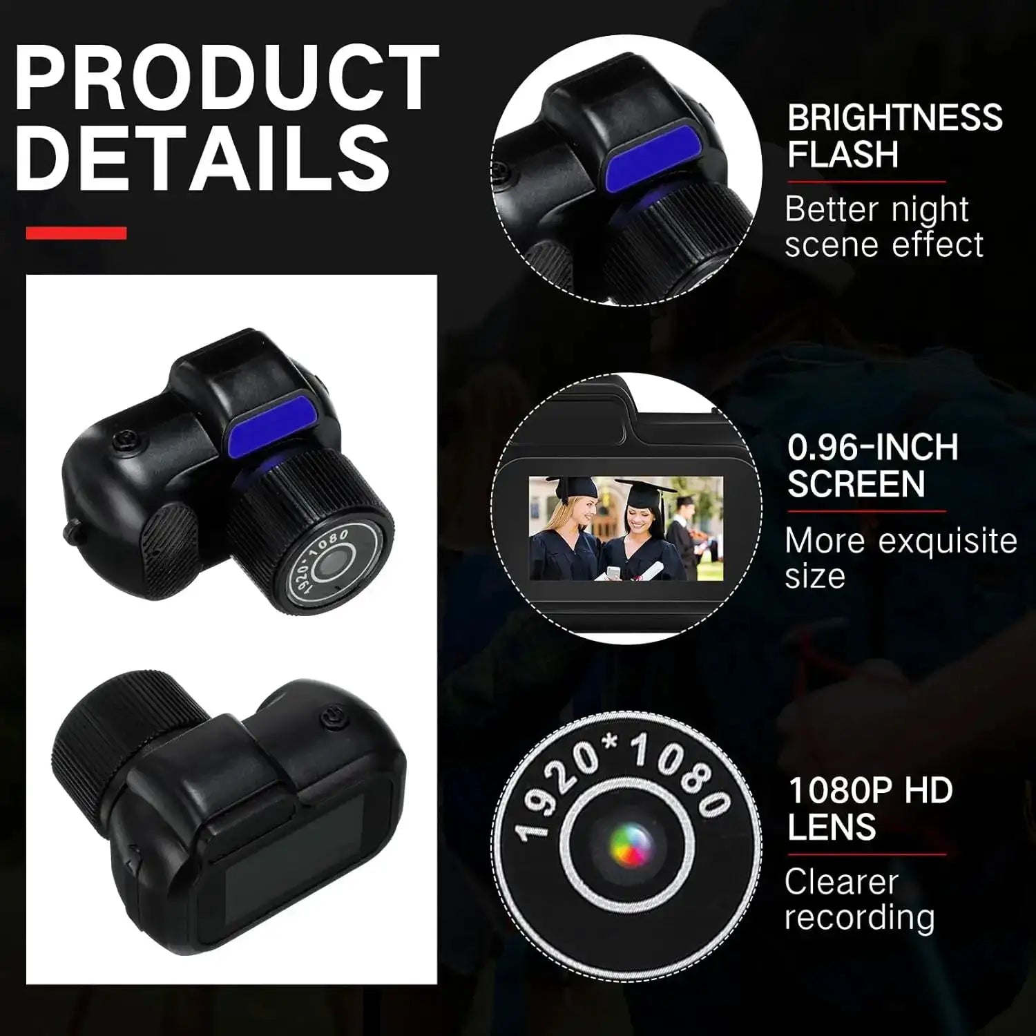 8MP Mini Y3000 Keychain Camera Photo Tiny Digital Body Cameras Thumb Cam DV Micro Camcorder Support SD Card With Screen for Kids