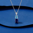 Blue Moissanite Pendant Necklace