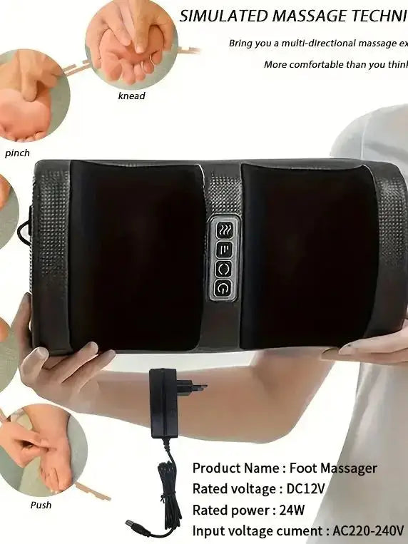 Heating and Kneading Foot Massager, Dual-Direction Kneading with 20 Massage Heads, Foot and Leg Massager, Constant Temperature Heating, Smart Timer, Plug and Play, Thanksgiving and Christmas Gift