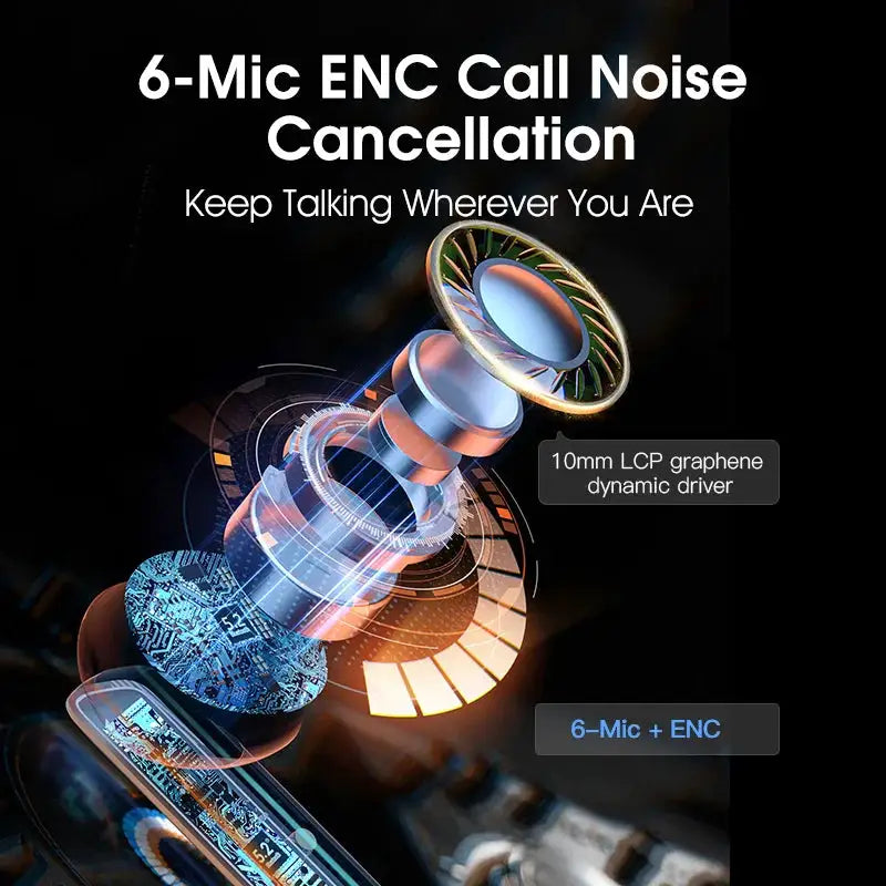 QCY HT05 MeloBuds ANC Wireless Earphone 40dB Noise Cancelling Bluetooth 5.2 Headphone 6 Mic ENC HD Call Earbud Transparency Mode