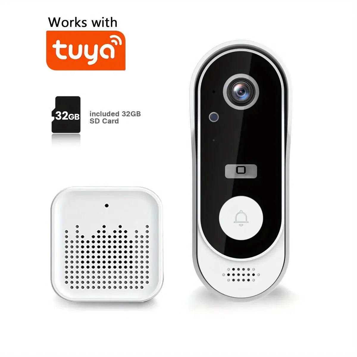 Tuya WiFi Video Doorbell - 2-Way Audio, Outdoor 1080P HD, SD+Cloud Storage, Motion Detection, Easy Setup & Live Alerts by stepyours.com