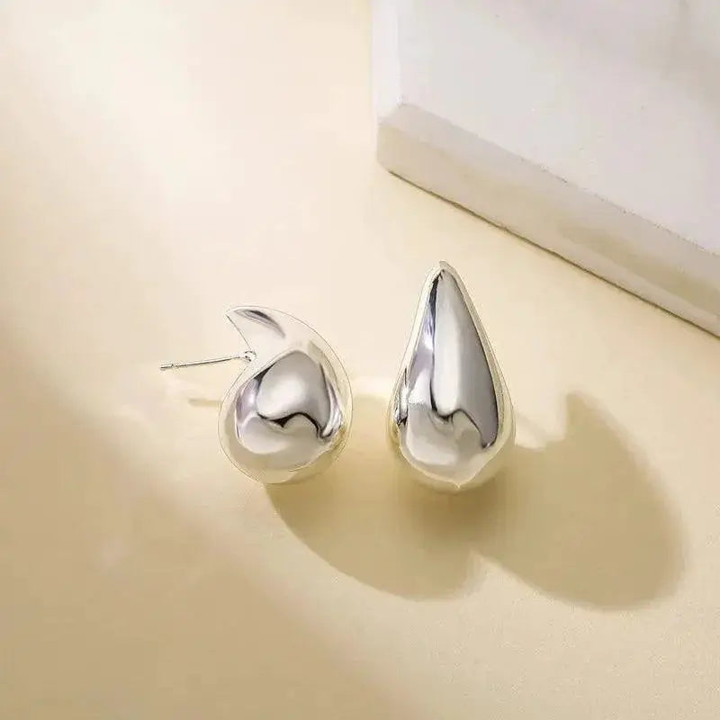 Chunky Vintage Gold Teardrop Stainless Steel Earrings