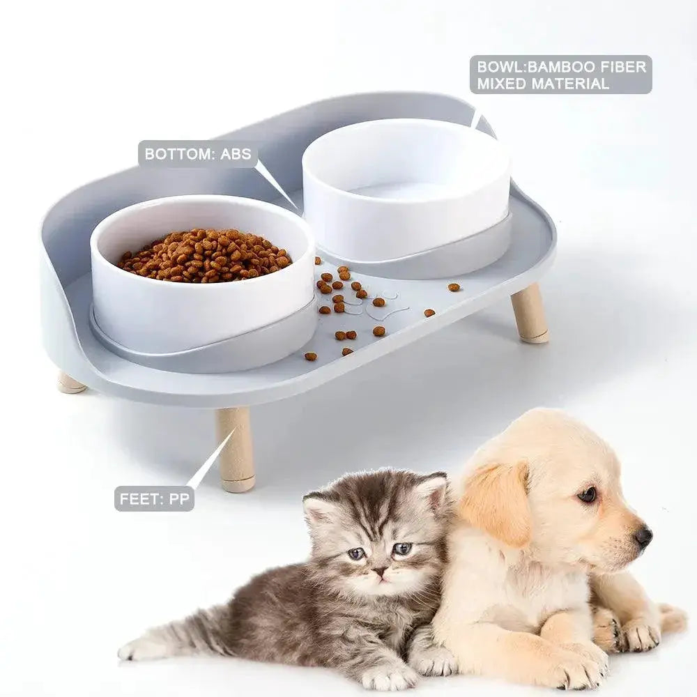 Adjustable Cat Double Bowls Feeder For Healthy Eating