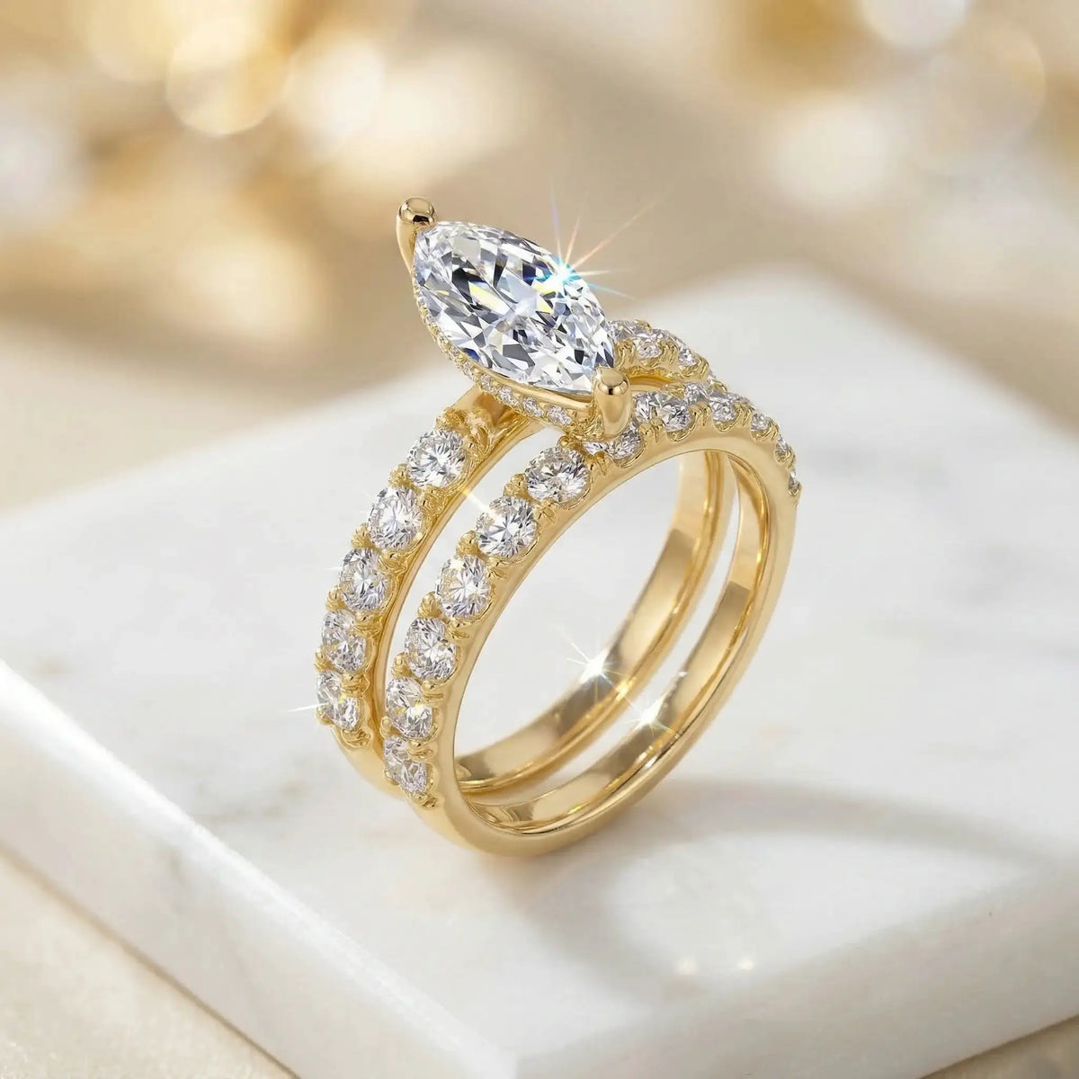 Moissanite Ring in Sterling Silver Carat Marquise Ring — product view 2