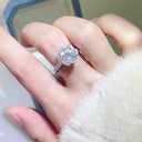 Sterling Silver Moissanite Flower Ring