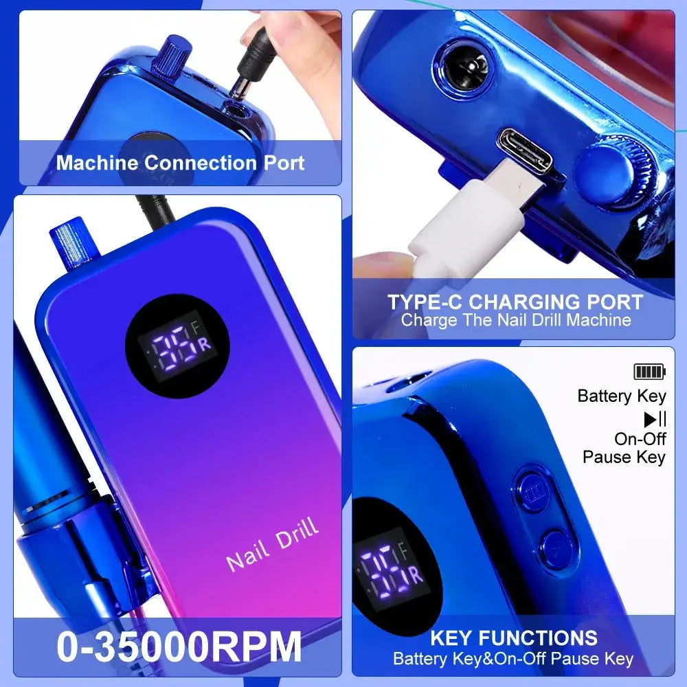 Professional Portable Electric Nail Drill Machine 35000RPM