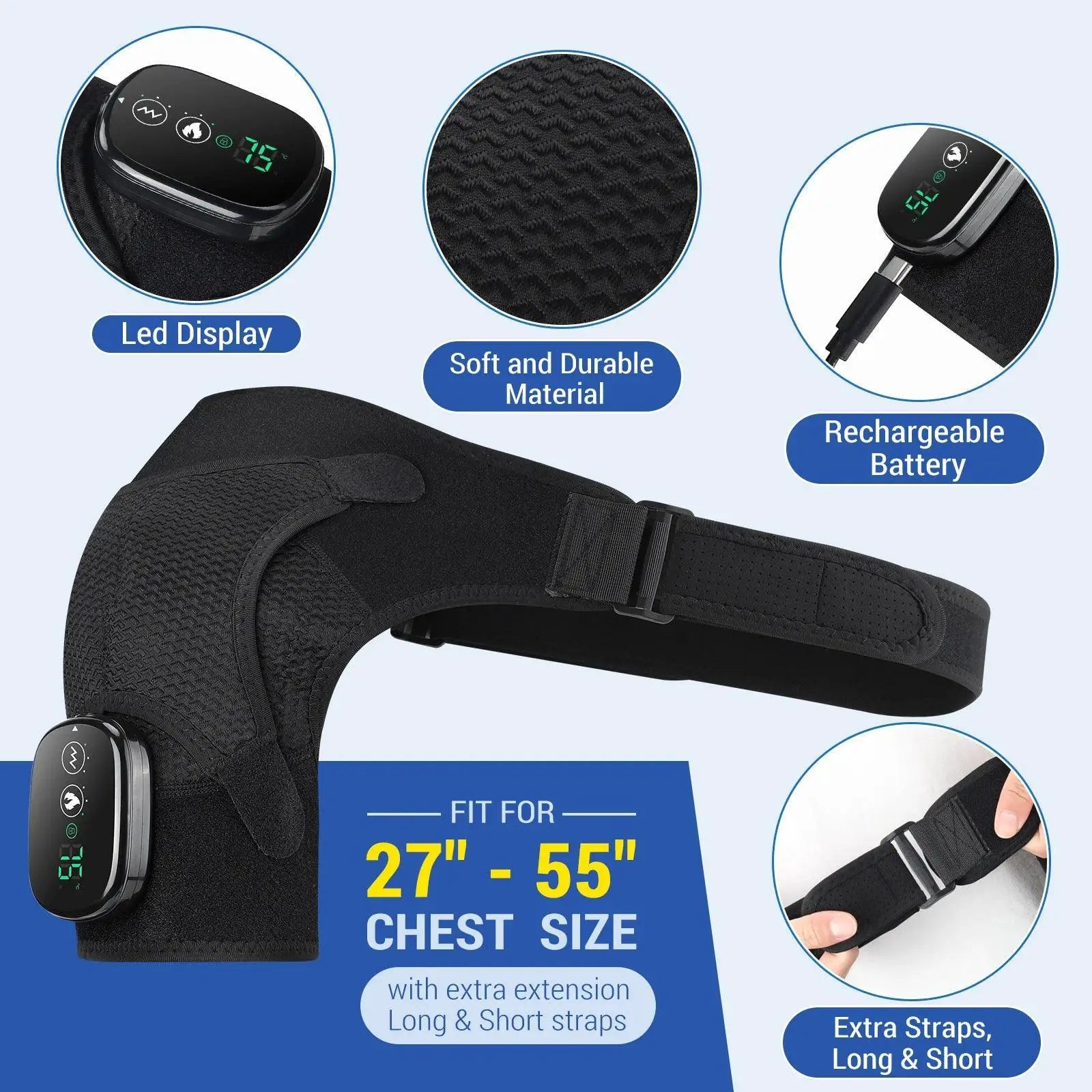 Rechargeable Heating Shoulder Massager With Vibration Belt
