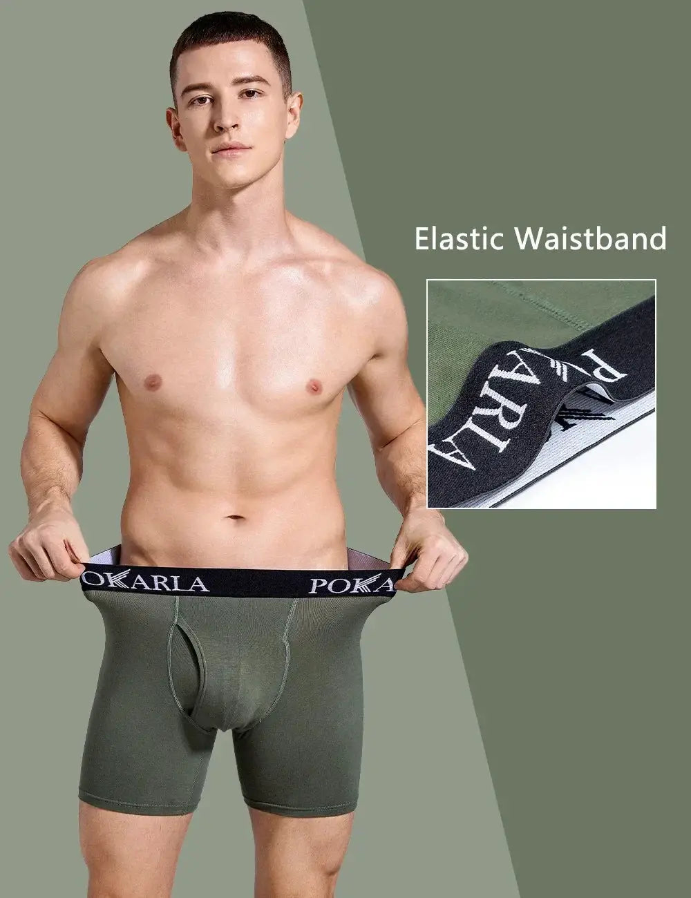Pokarla 5 Pack Mens Cotton Boxer Shorts Open Fly U Pouch