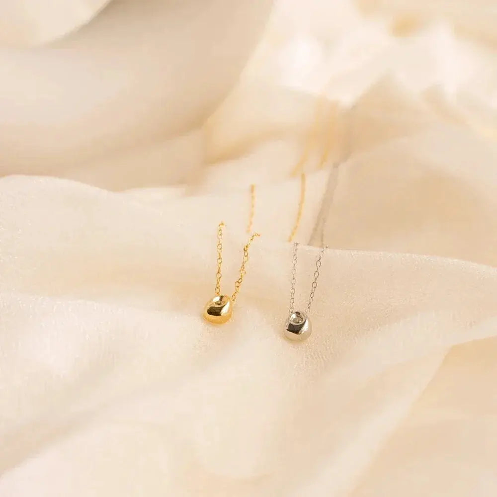 Stainless Steel Gold Plated Water Drop Pendant Necklace
