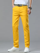 Four Season New Men's Yellow Jeans Fashion Business Casual