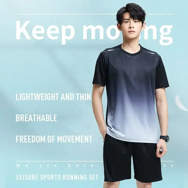 Mens Ice Silk Quick Dry Sportswear Set For Fitness Training