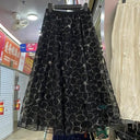 Elegant Lace Sequin Midi Skirt for Women